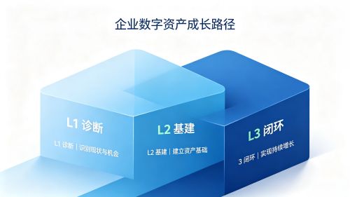 L1诊断 L2基建 L3闭环阶梯式产品成长路径示意图
