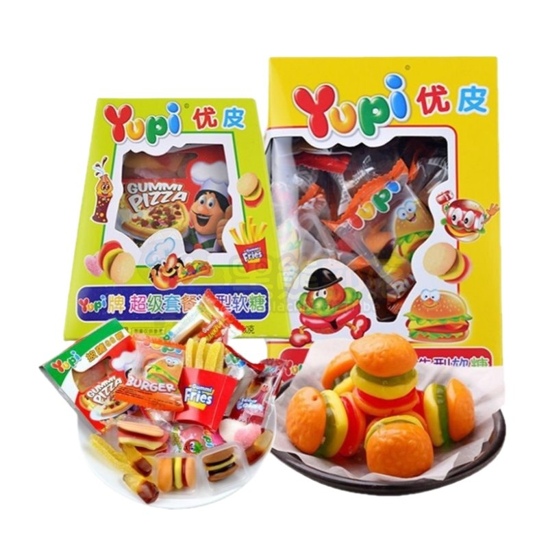印度尼西亚进口Yupi优皮牌盒装汉堡QQ什锦软糖100g