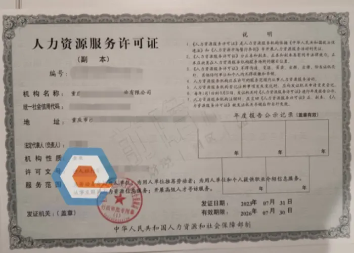 人力资源服务许可证