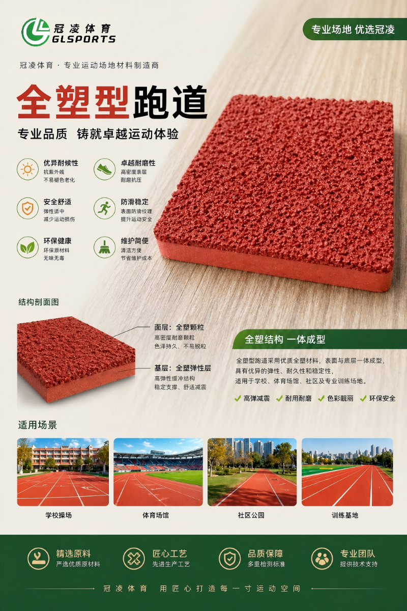 全塑型塑胶跑道