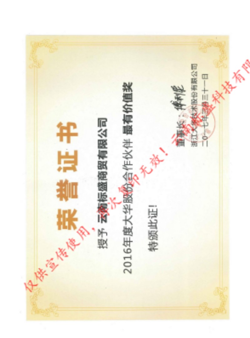 16年大华最有价值伙伴奖