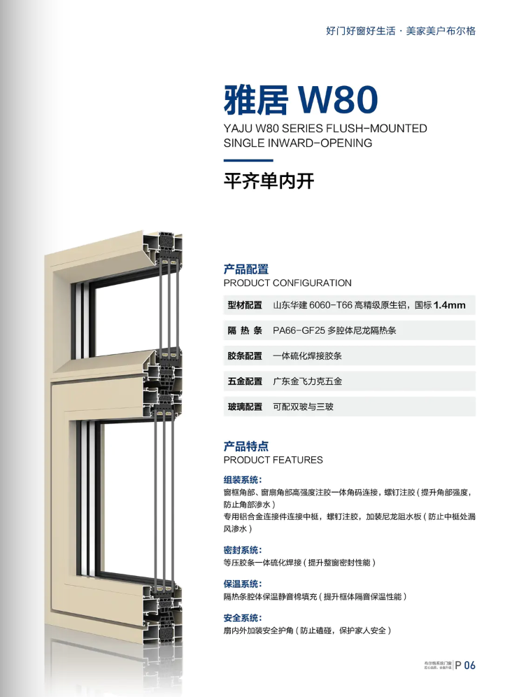 雅居W80系列平齐单内开