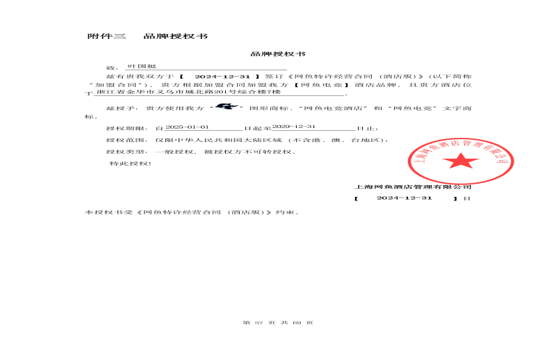 网鱼电竞品牌授权书