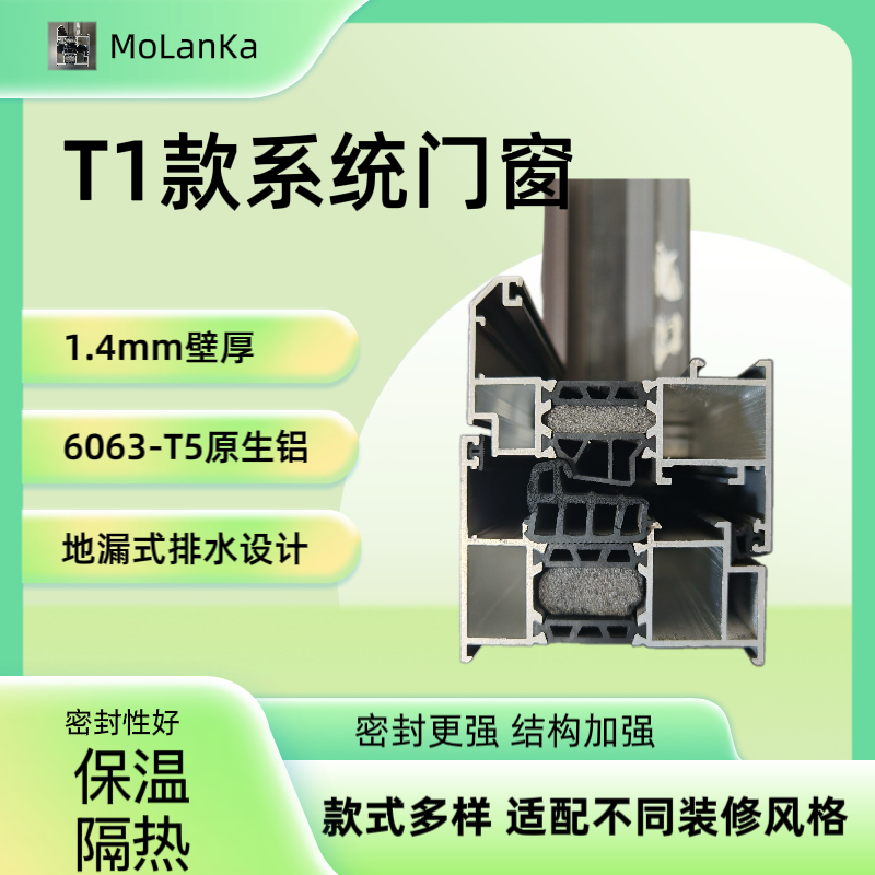 墨蓝卡T1款80框扇平齐系统窗
