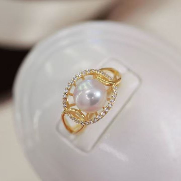 金镶珍珠小方戒