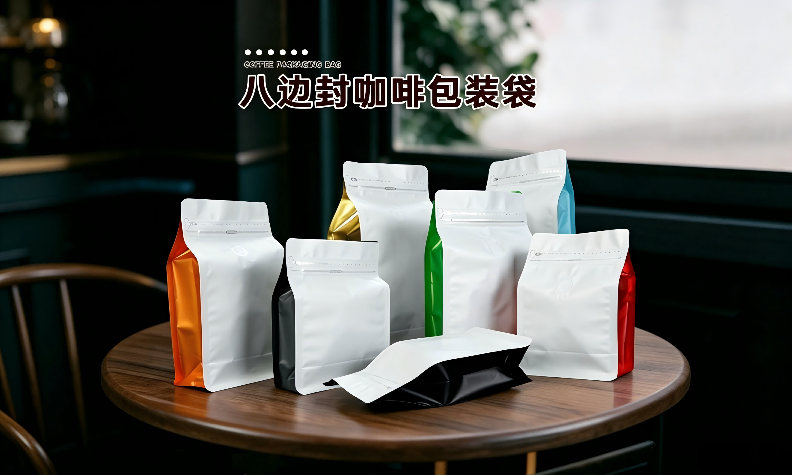 八边封侧拉链咖啡袋（正侧双色）