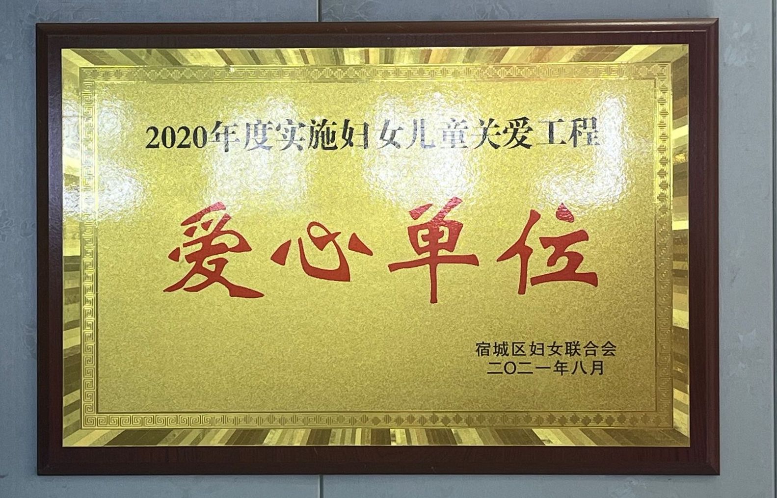 2020年度实施妇女儿童关爱工程爱心单位