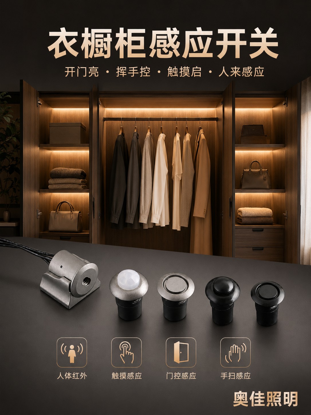 柜体灯感应控制与安装配件