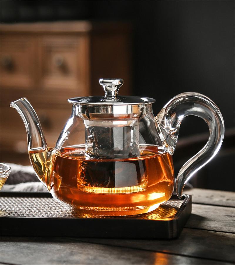 金镶玉玻璃泡茶壶花茶壶凉水壶耐热防爆过滤内胆带盖 雨润壶600ml