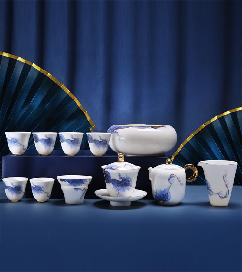 金镶玉功夫茶具套装 中国白·羊脂玉瓷中国风高端礼盒装 流金岁月