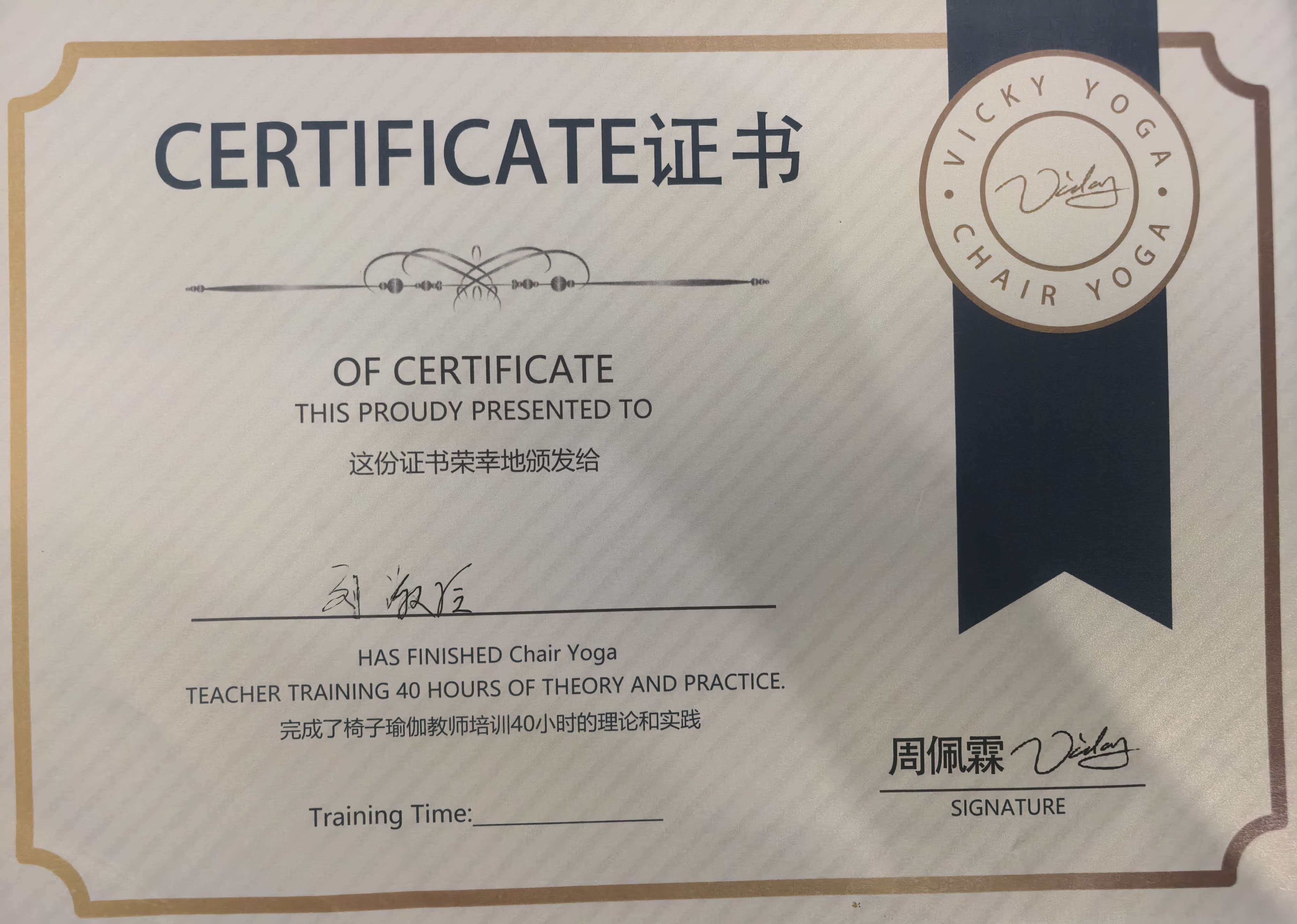 椅子瑜伽教师培训40小时的理论和实践