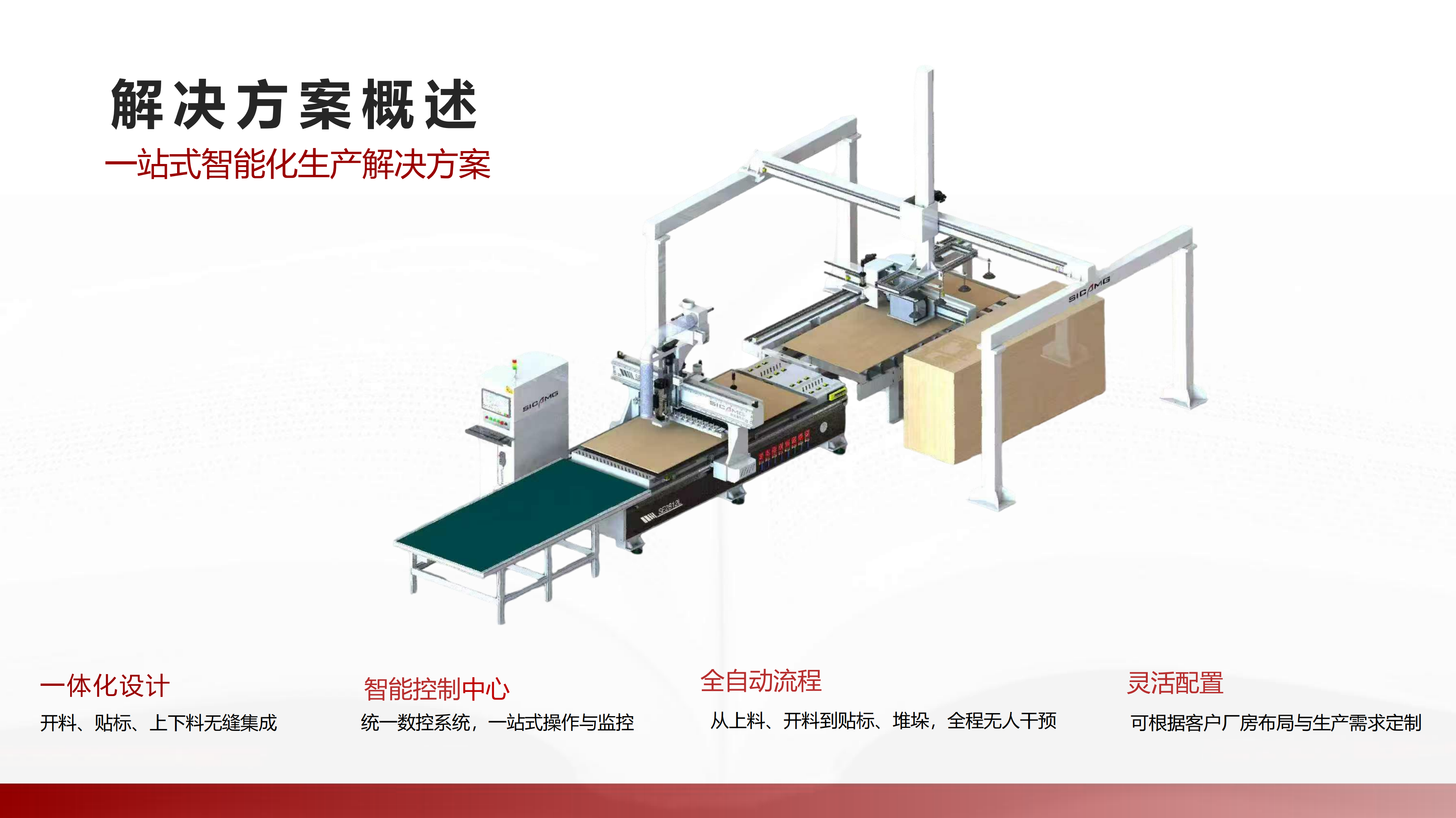 一拖一智能连线⾃动贴标数控开料机