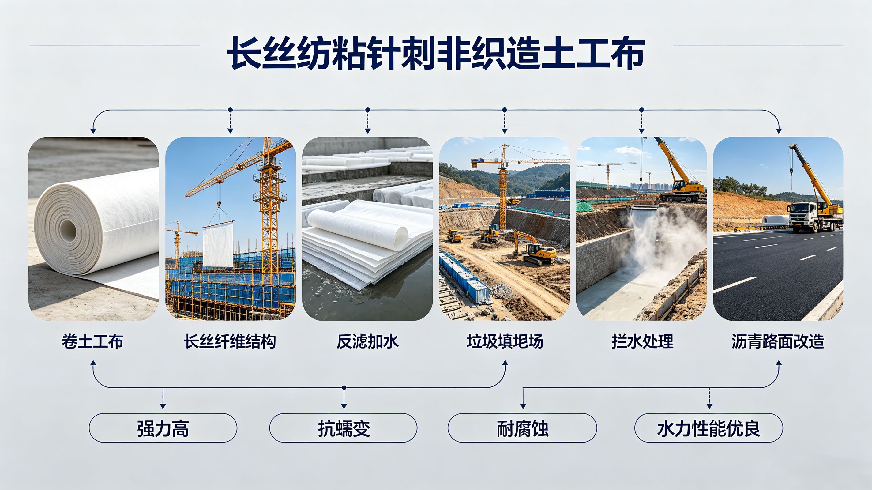 大庆长丝纺粘针刺非织造土工布