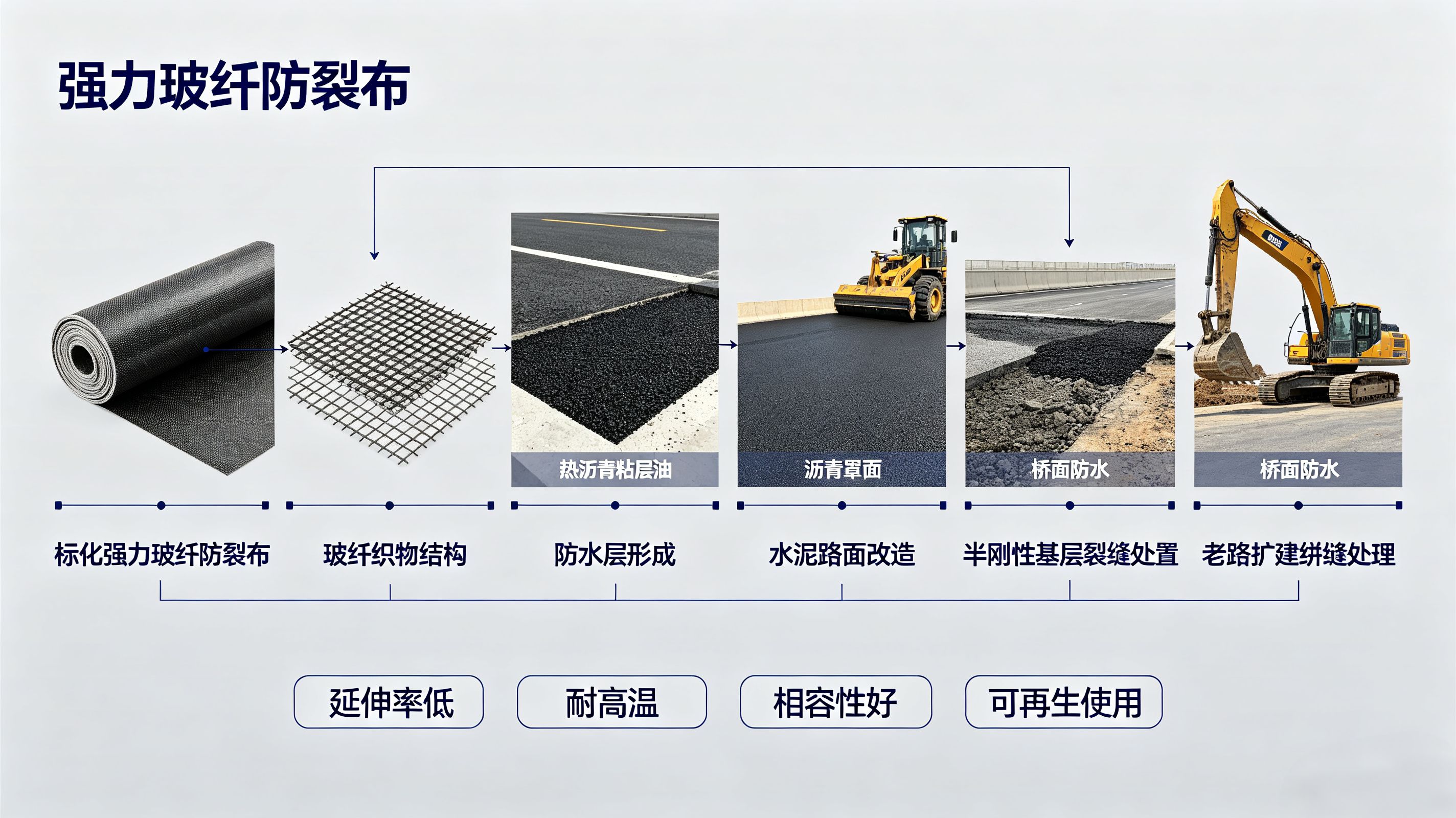 大庆强力玻纤防裂布(沥青路面专用)