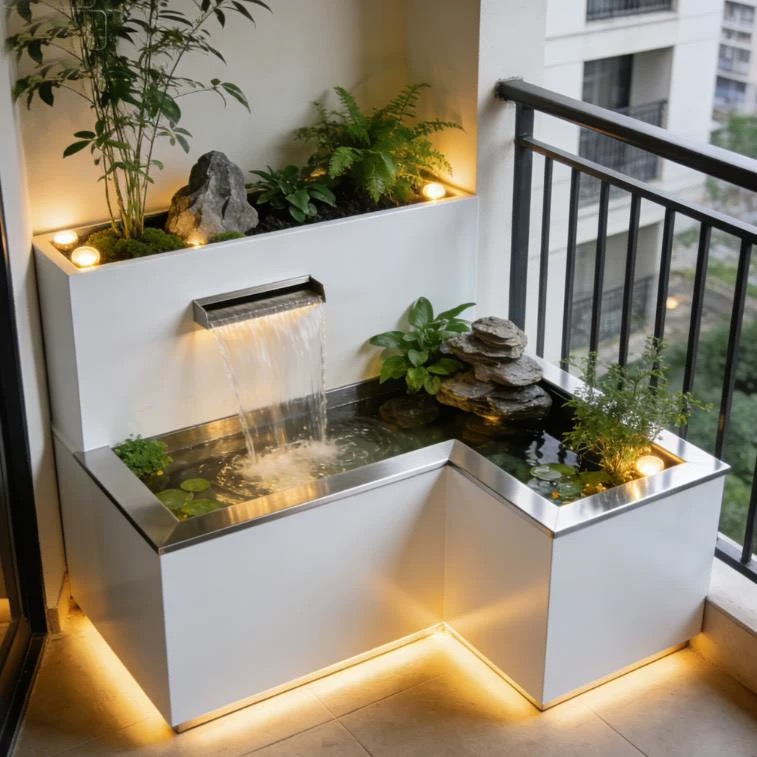 别墅庭院流水景墙