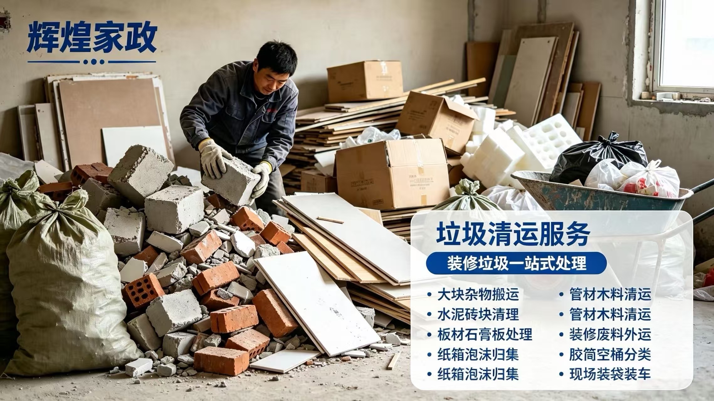大面积改造废料集中清运