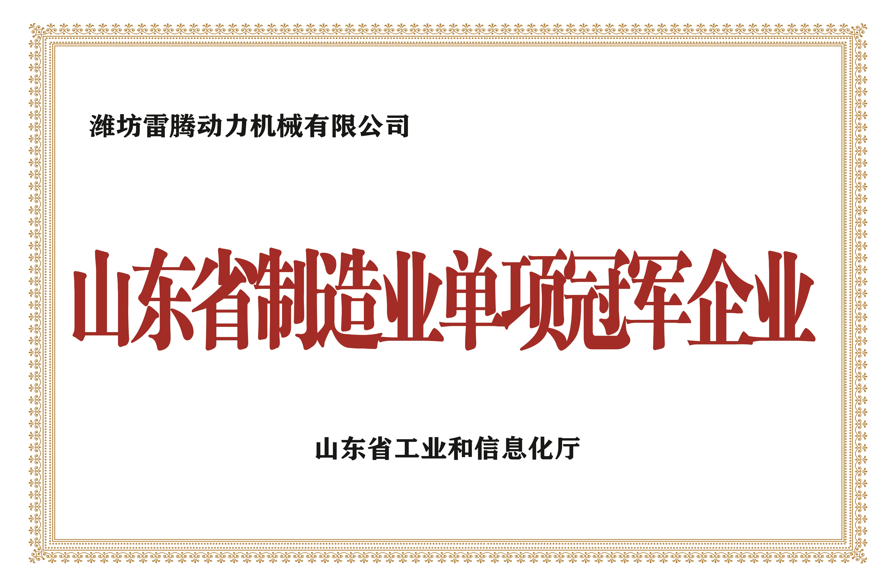 山东省制造业单项冠军企业