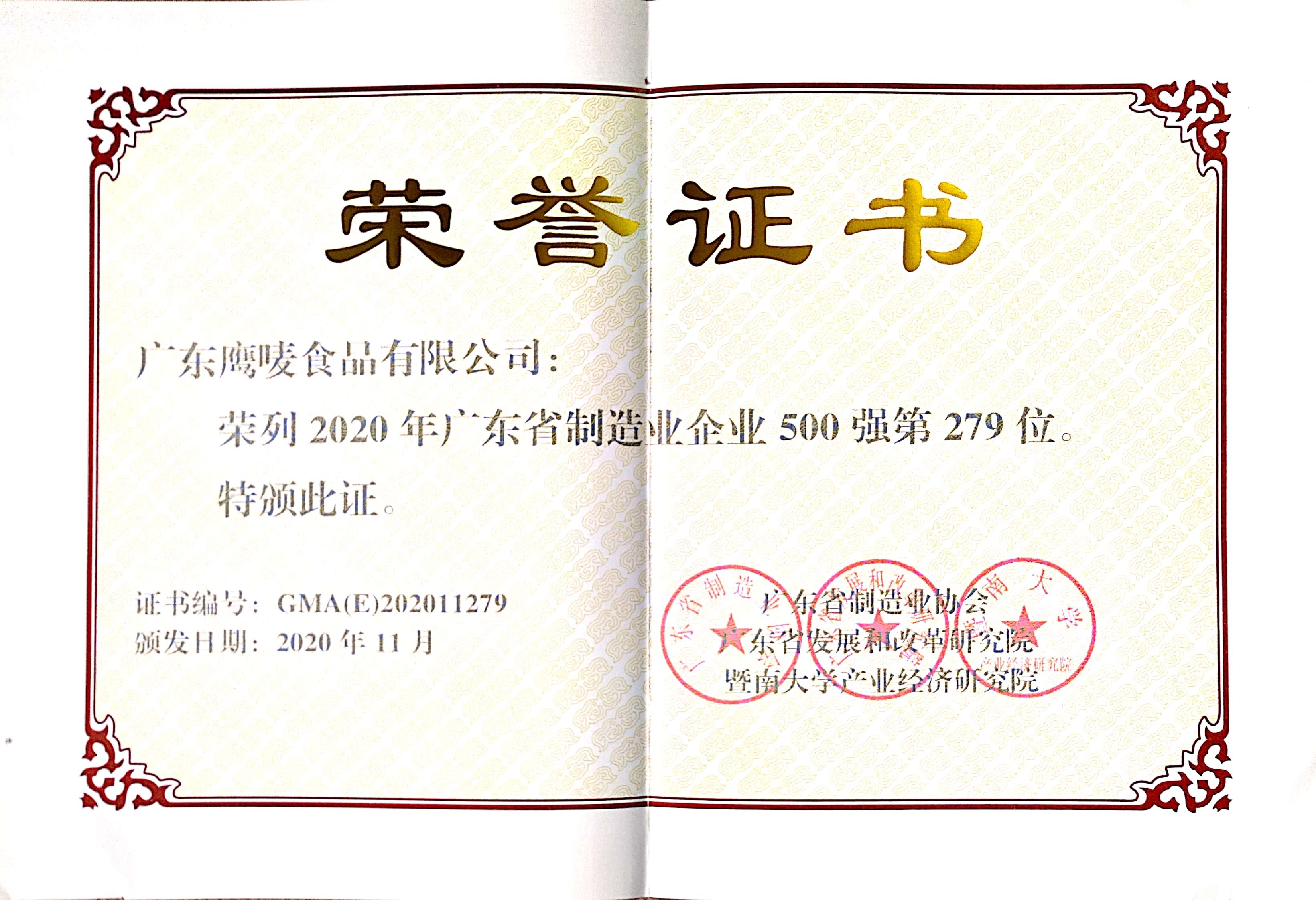2020广东省制造业企业500强