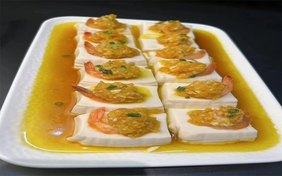 鲜虾仁蒸豆腐