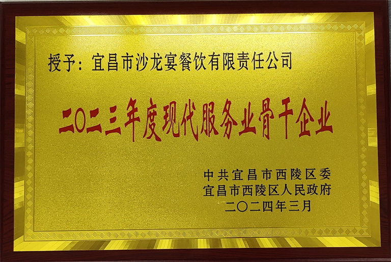 沙龙宴荣获「2023年度现代服务业骨干企业」称号