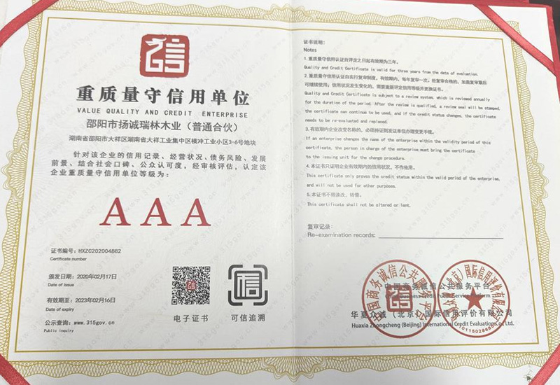 质量守信用单位
